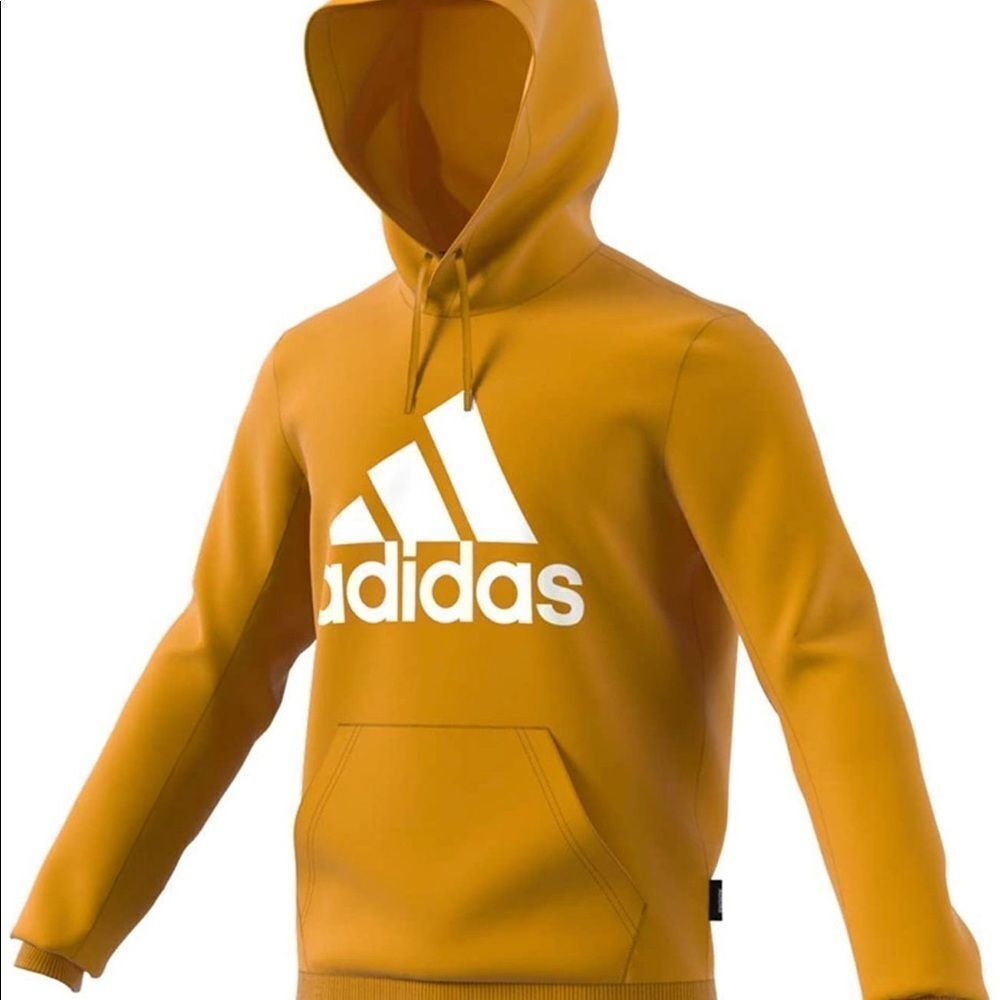 adidas Badge of Sport Cotton Fleece Hoodie in Legacy Gold Yellow